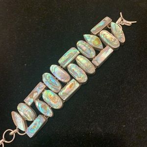 STATEMENT PIECED ABALONE BRACELET in Sterling silver